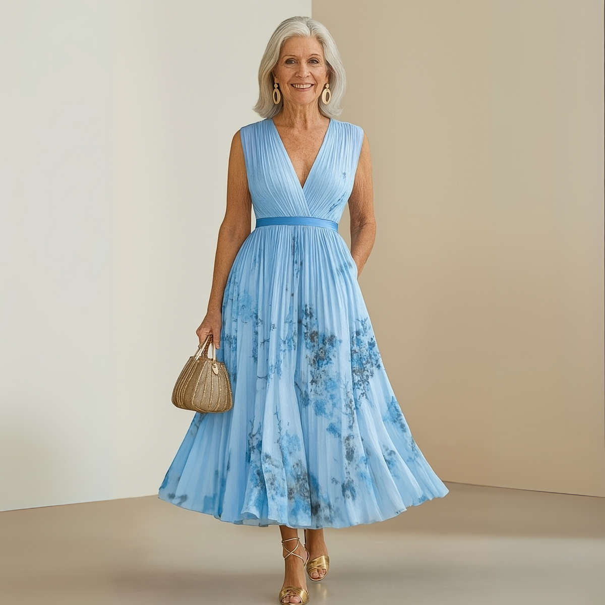 Women's Sleeveless Flowing Maxi Dress - Summer Elegance
