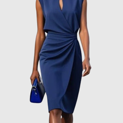 Women's Sleeveless Knee-Length Dress - Elegant Everyday Style | Spring - Dark Blue