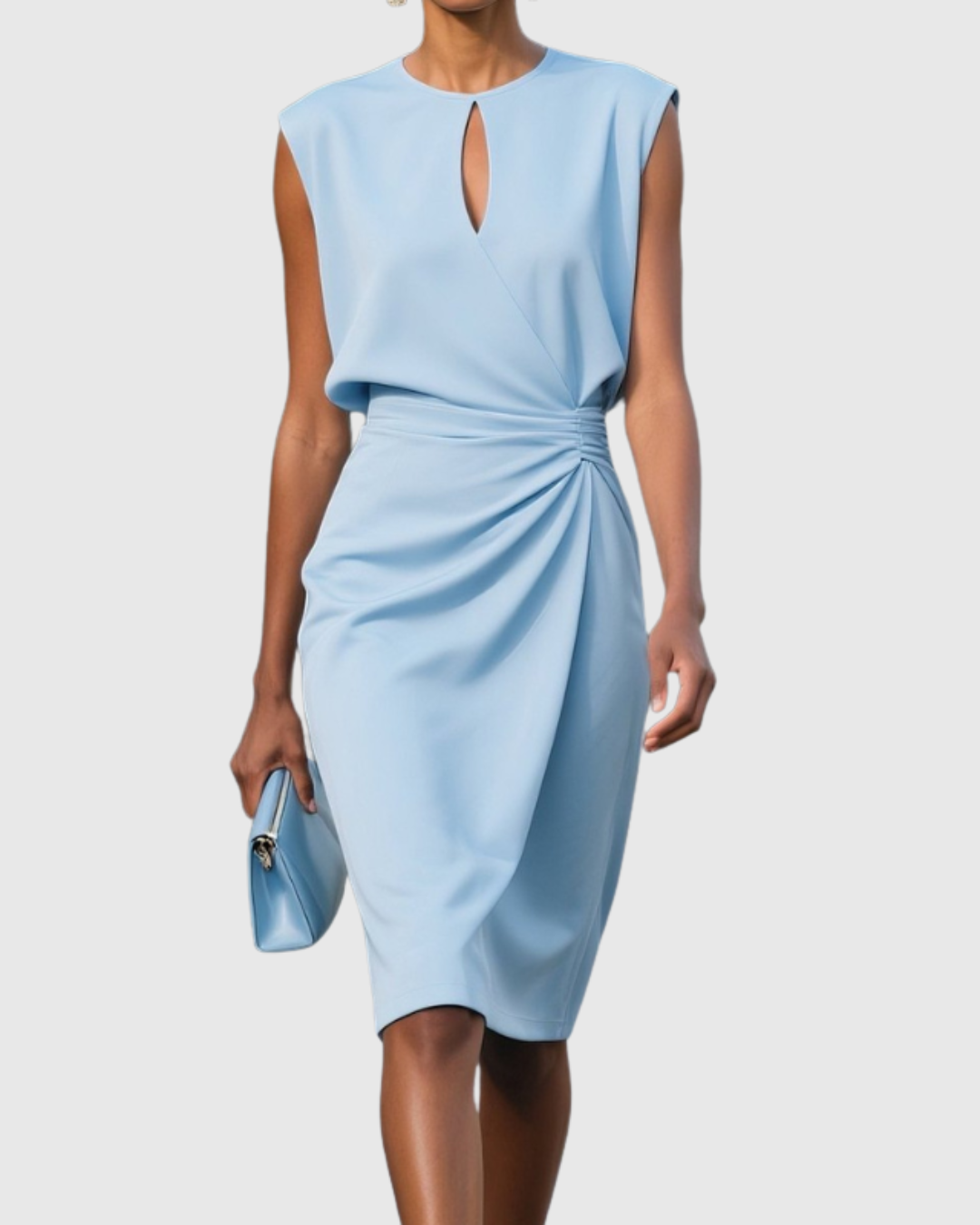 Women's Sleeveless Knee-Length Dress - Elegant Everyday Style | Spring - Light Blue