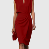 Women's Sleeveless Knee-Length Dress - Elegant Everyday Style | Spring - Red