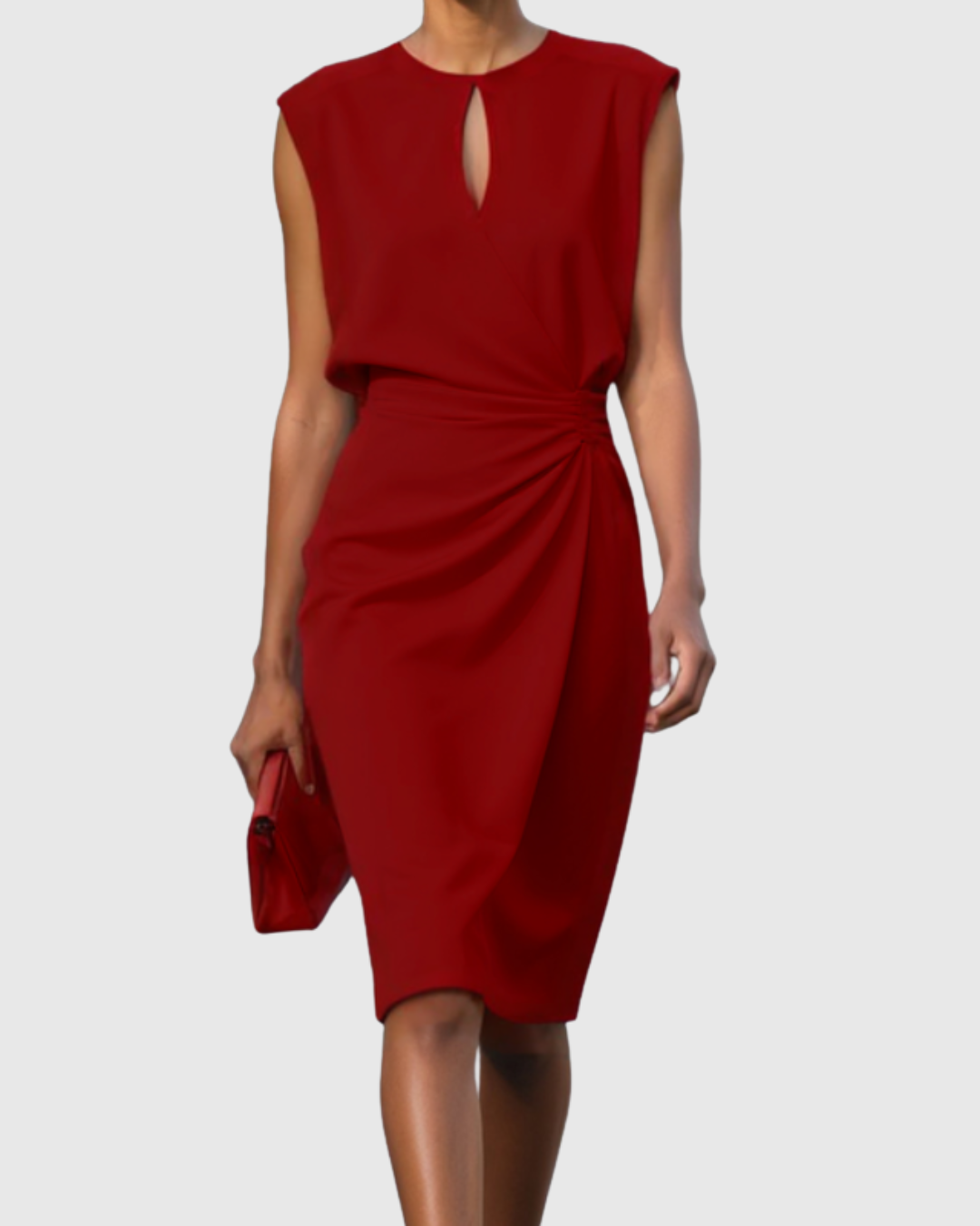 Women's Sleeveless Knee-Length Dress - Elegant Everyday Style | Spring - Red