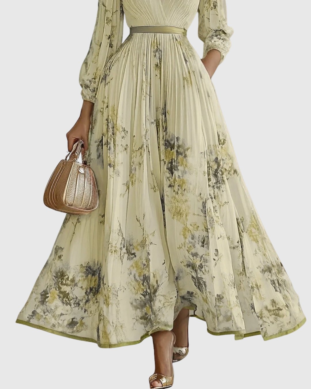 Women's Sleeveless Pleated Floral Midi Dress - Elegant Summer Style