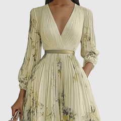 Women's Sleeveless Pleated Floral Midi Dress - Elegant Summer Style