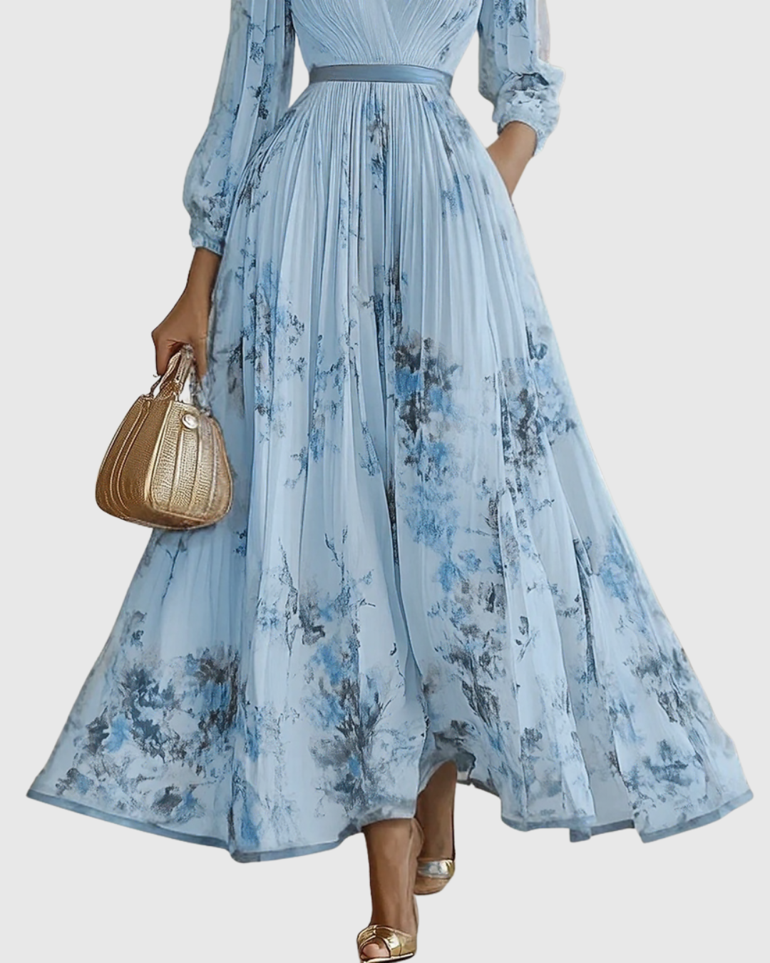Women's Sleeveless Pleated Floral Midi Dress - Elegant Summer Style