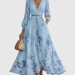 Women's Sleeveless Pleated Floral Midi Dress - Elegant Summer Style