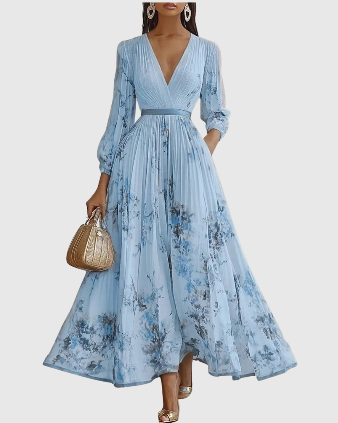 Women's Sleeveless Pleated Floral Midi Dress - Elegant Summer Style