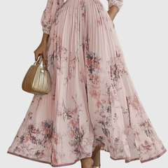 Women's Sleeveless Pleated Floral Midi Dress - Elegant Summer Style
