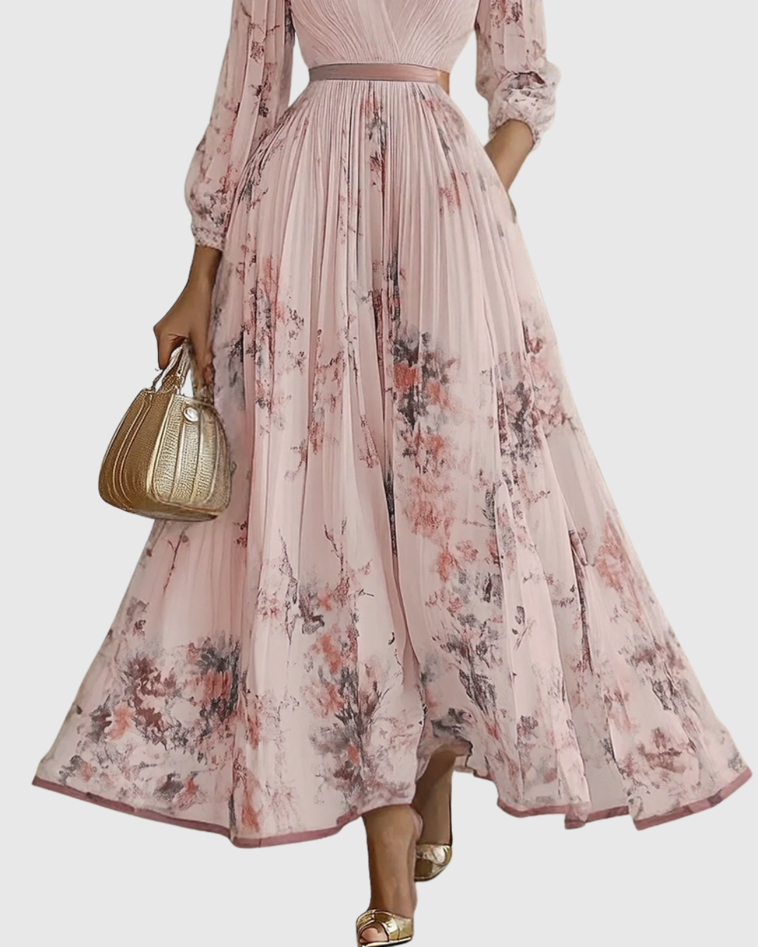 Women's Sleeveless Pleated Floral Midi Dress - Elegant Summer Style