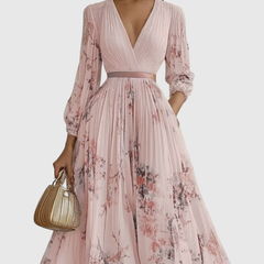 Women's Sleeveless Pleated Floral Midi Dress - Elegant Summer Style