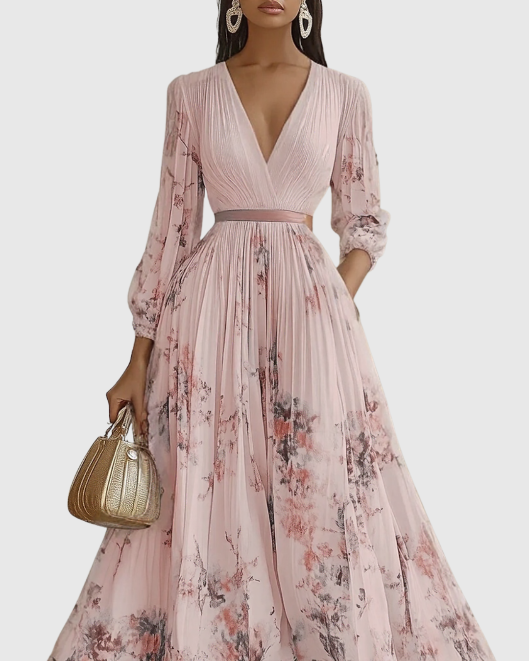 Women's Sleeveless Pleated Floral Midi Dress - Elegant Summer Style