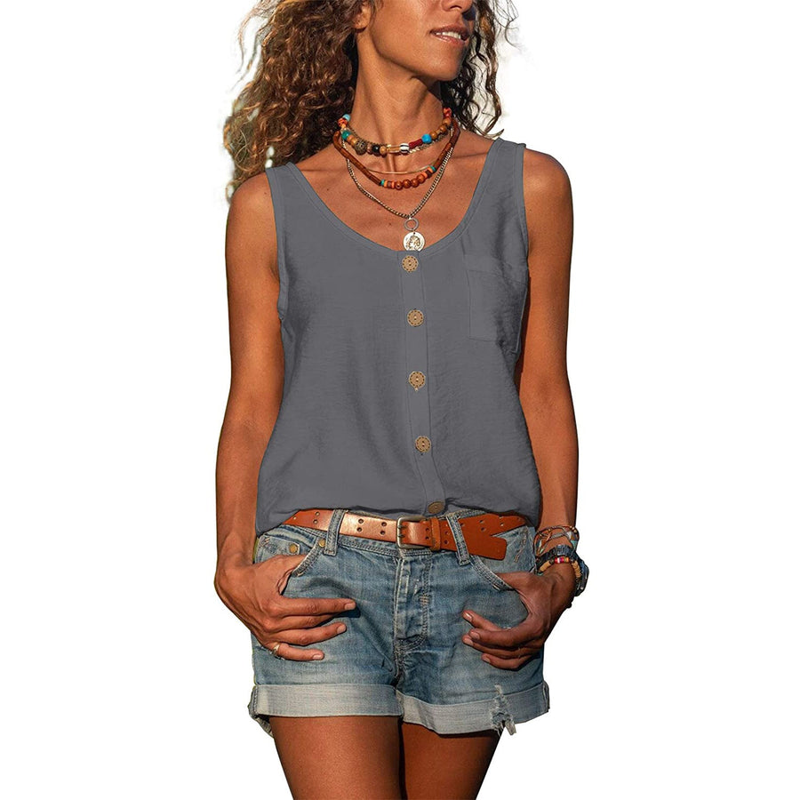 Women's Sleeveless Tank Top - Elegant Ibiza Style | Summer - Grey
