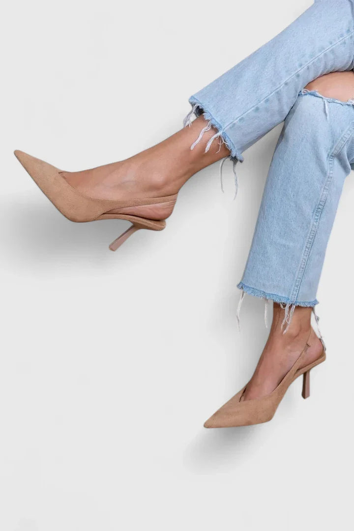 Women's Slingback Heels - Elegant Nude Pumps | Spring