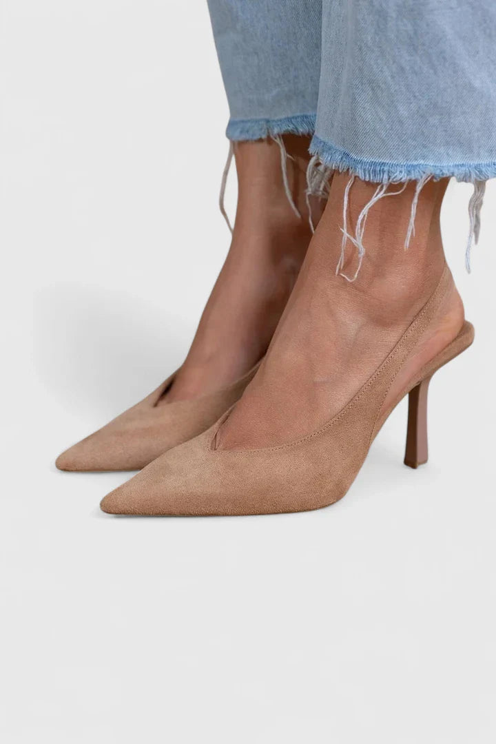 Women's Slingback Heels - Elegant Nude Pumps | Spring