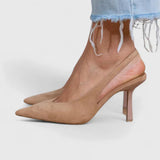 Women's Slingback Heels - Elegant Nude Pumps | Spring - Nude