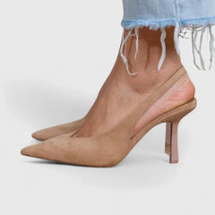 Women's Slingback Heels - Elegant Nude Pumps | Spring - Nude