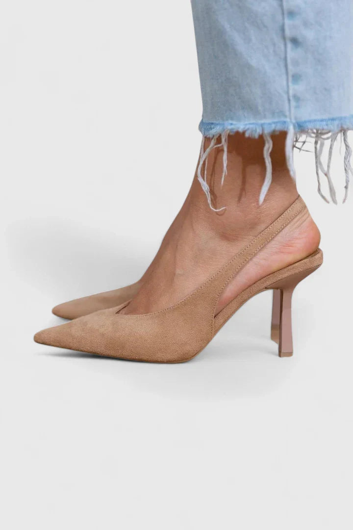 Women's Slingback Heels - Elegant Nude Pumps | Spring - Nude