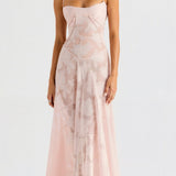 Women's Slip Maxi Dress - Wedding Guest Elegance | Summer - Pink