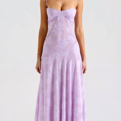 Women's Slip Maxi Dress - Wedding Guest Elegance | Summer - Purple