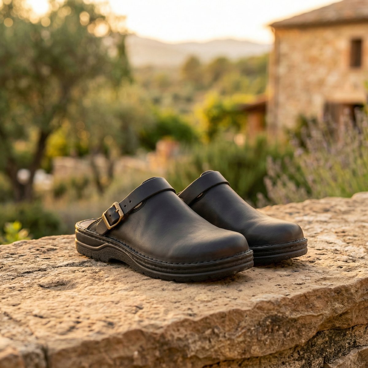 Women's Slip-On Leather Clogs - Minimalist Comfort | Autumn - Black