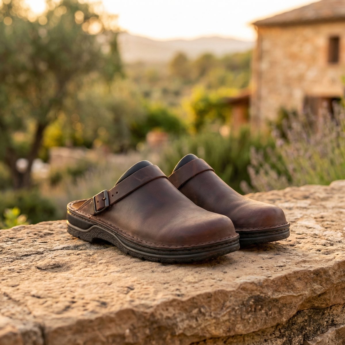 Women's Slip-On Leather Clogs - Minimalist Comfort | Autumn - Dark Brown