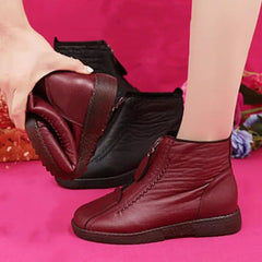 Women's Slip-Resistant Fleece-Lined Leather Ankle Boots | Winter