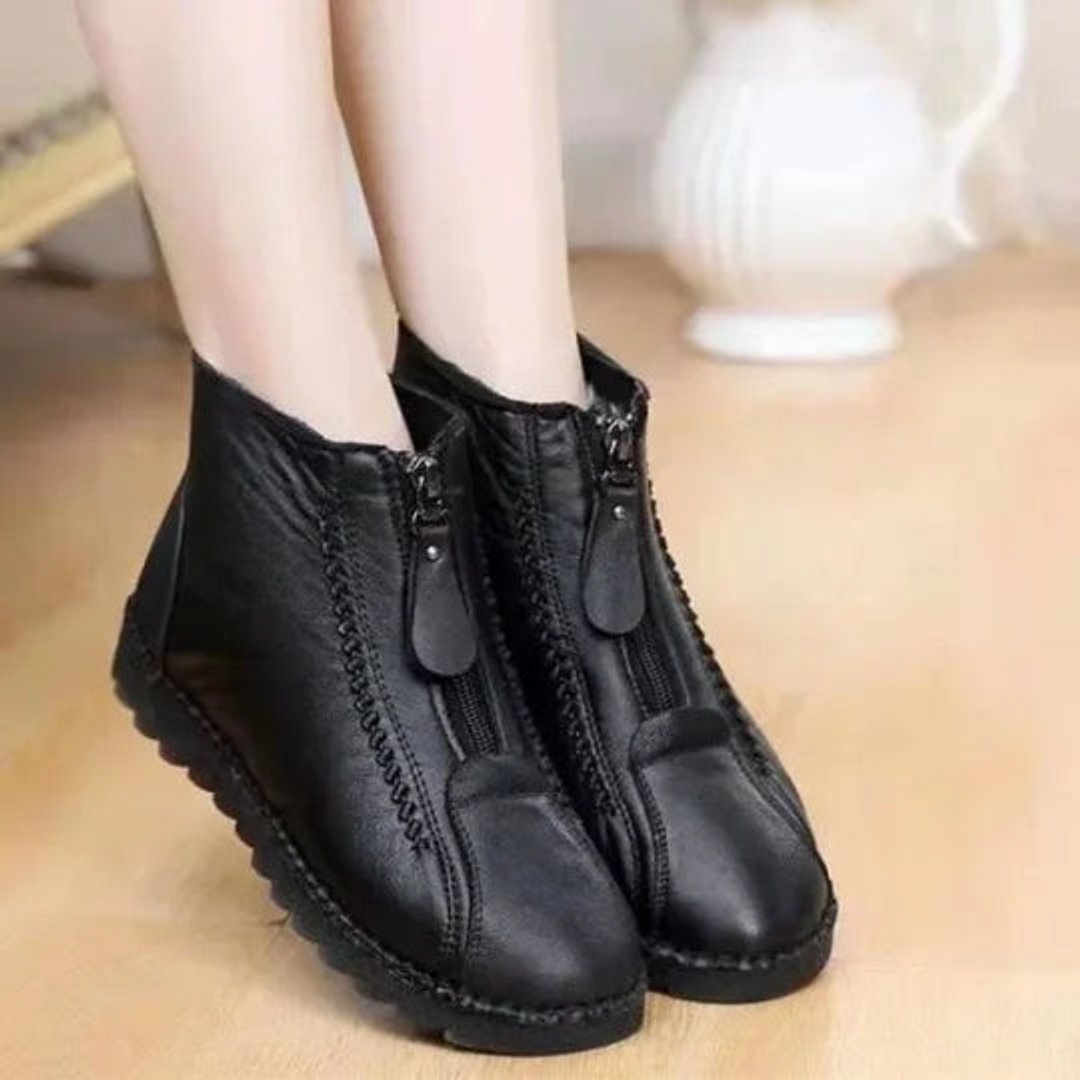 Women's Slip-Resistant Fleece-Lined Leather Ankle Boots | Winter
