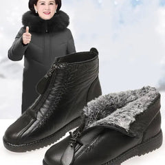 Women's Slip-Resistant Fleece-Lined Leather Ankle Boots | Winter