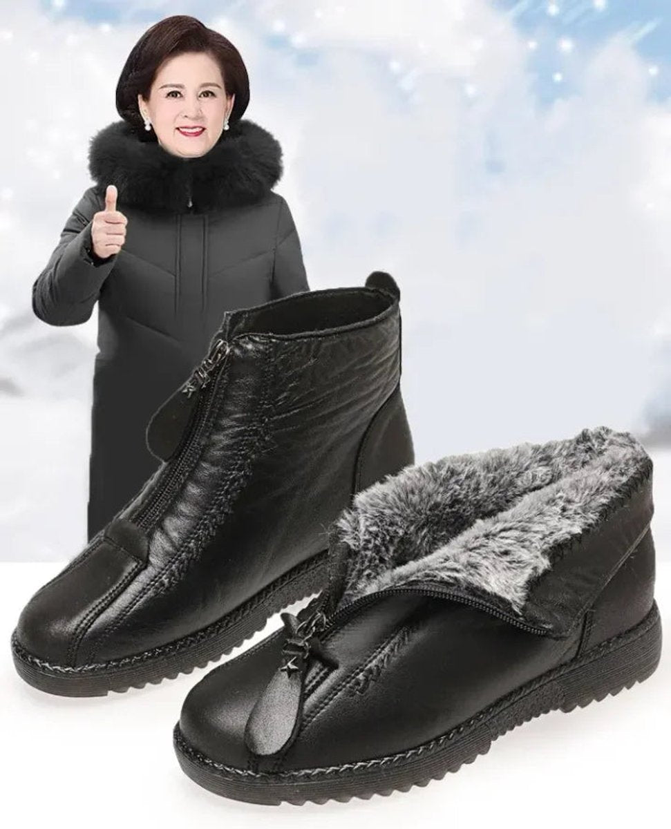Women's Slip-Resistant Fleece-Lined Leather Ankle Boots | Winter