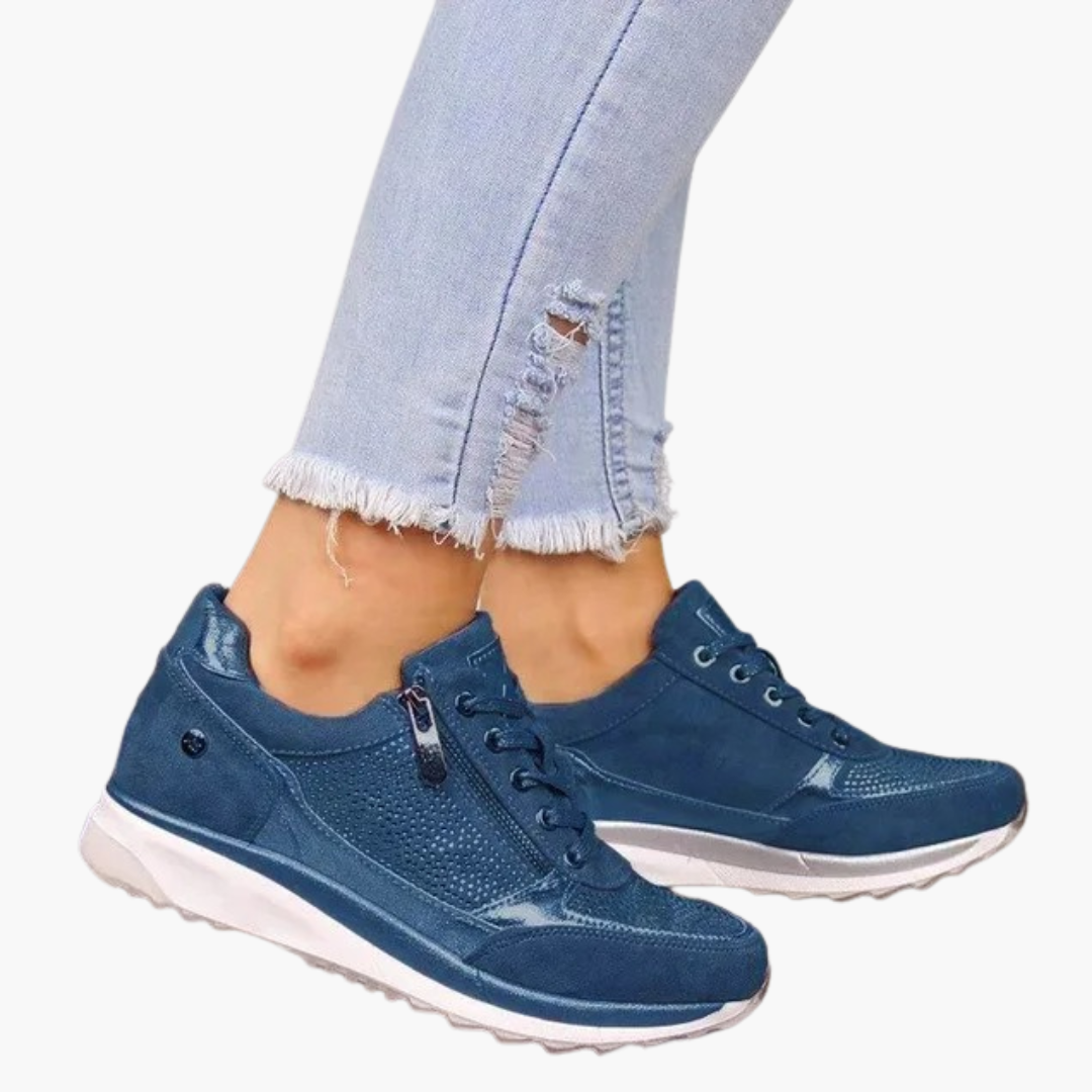 Women's Sneakers | Lace & Zip | Textile | Summer - Blue