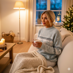 Women's Snowflake Knit Sweater | Scandinavian Pattern | Winter