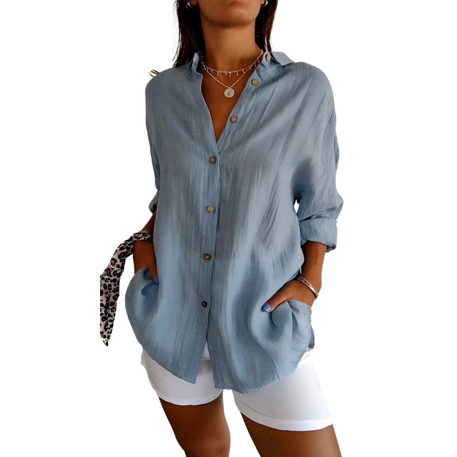Women's Soft Blouse - Comfortable Everyday Style | Spring - Blue