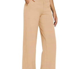 Women's Soft Jersey Pants - Straight Leg Comfort | Spring - Apricot