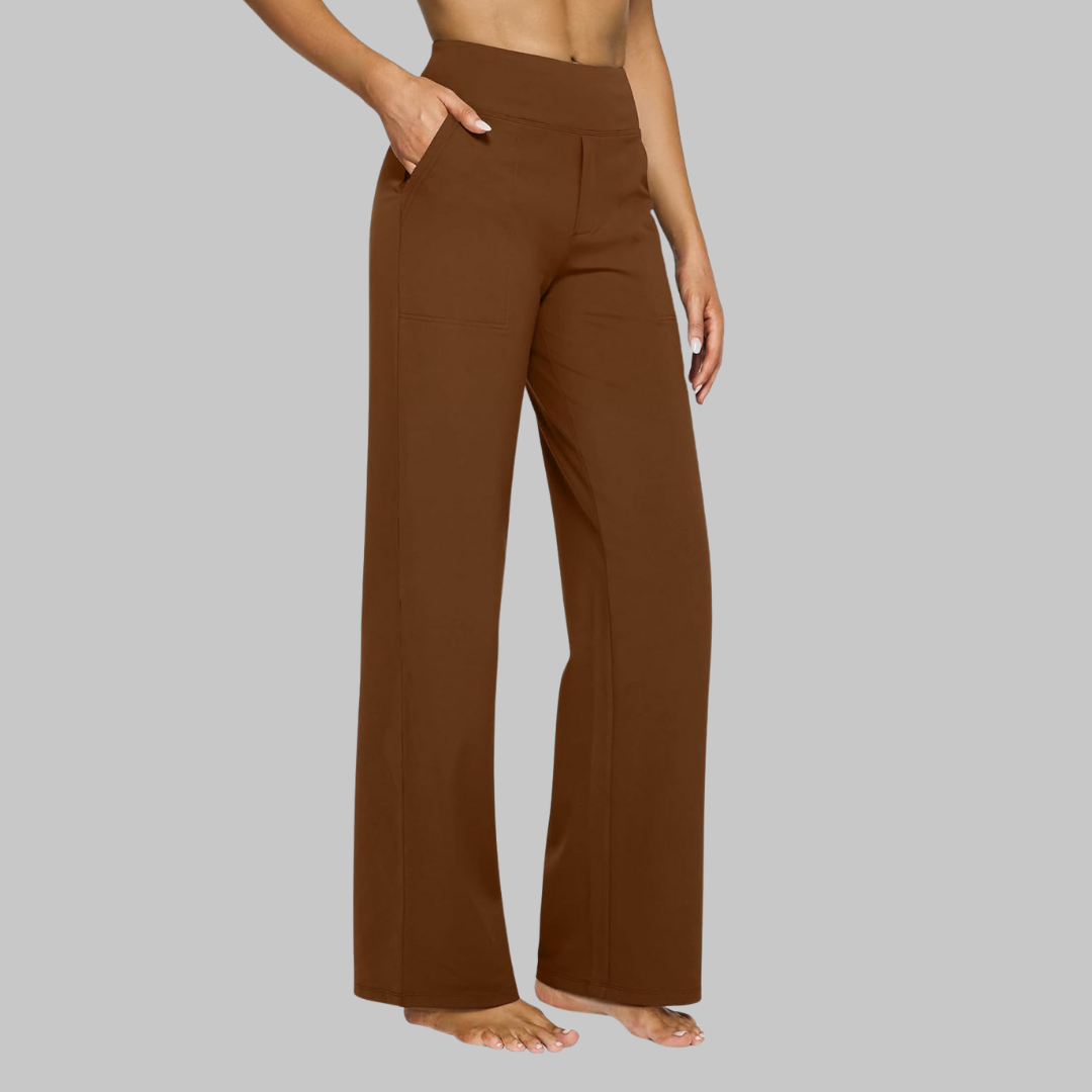 Women's Soft Jersey Pants - Straight Leg Comfort | Spring - Brown