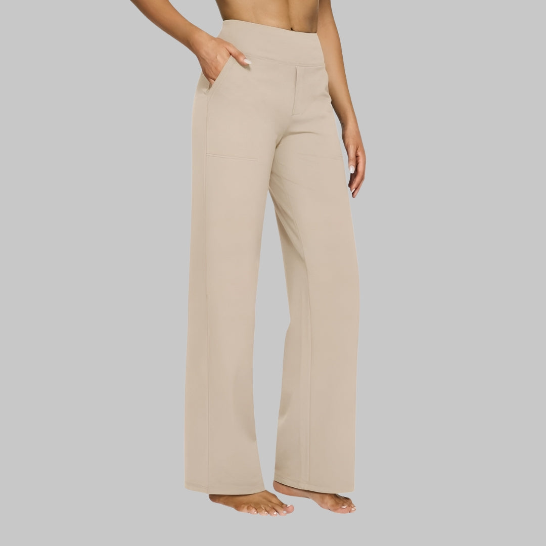 Women's Soft Jersey Pants - Straight Leg Comfort | Spring - Cream