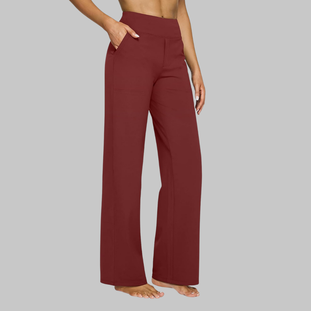 Women's Soft Jersey Pants - Straight Leg Comfort | Spring - Red