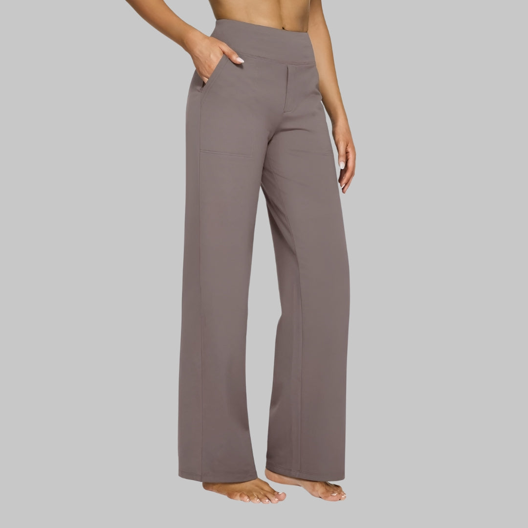 Women's Soft Jersey Pants - Straight Leg Comfort | Spring - Taupe