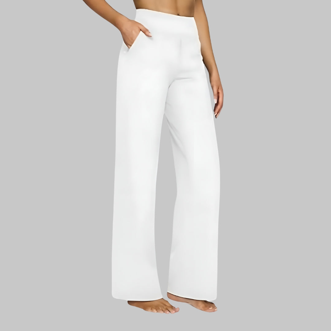 Women's Soft Jersey Pants - Straight Leg Comfort | Spring - White