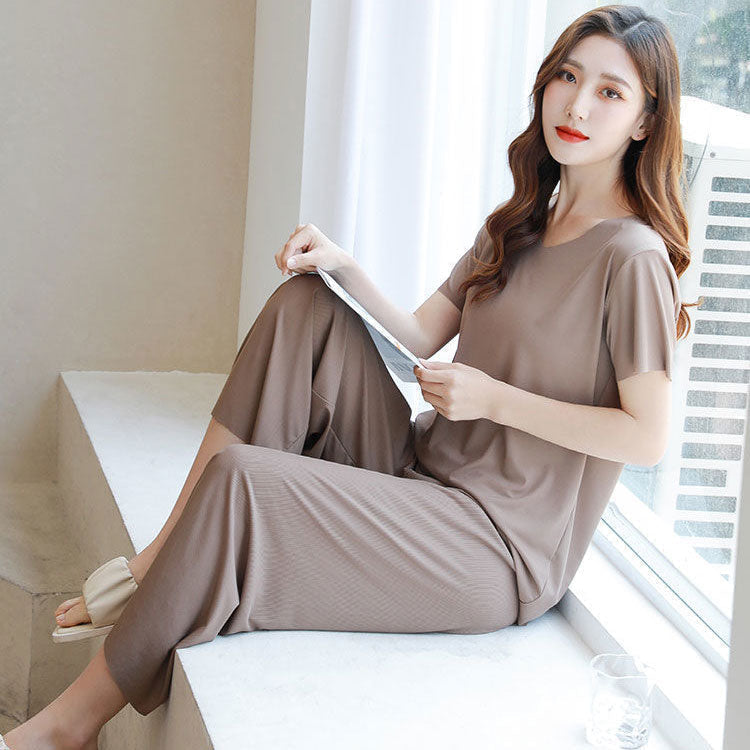 Women's Soft Lounge Set - Relaxed Fit Tee & Pants | Summer