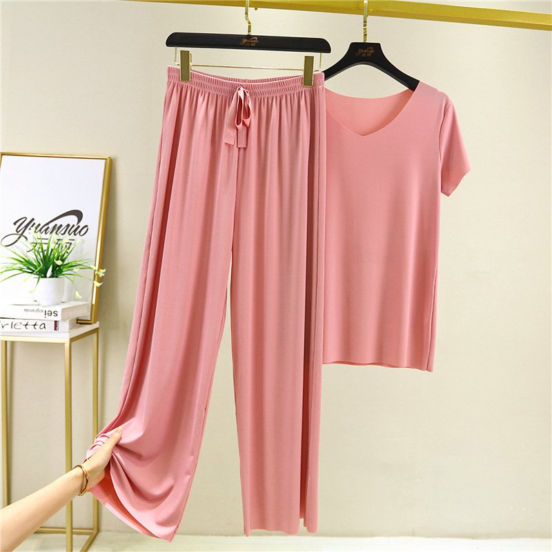 Women's Soft Lounge Set - Relaxed Fit Tee & Pants | Summer