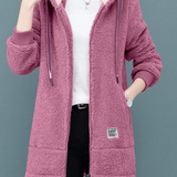 Women's Soft Teddy Fleece Jacket | Hooded | Cozy | Autumn - Pink