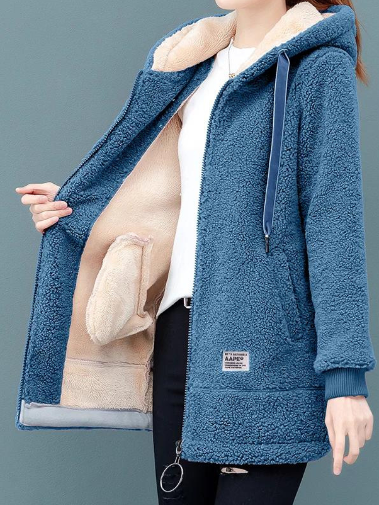 Women's Soft Teddy Fleece Jacket | Hooded | Cozy | Autumn