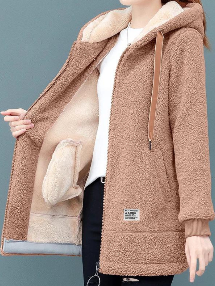 Women's Soft Teddy Fleece Jacket | Hooded | Cozy | Autumn