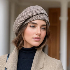 Women's Soft Wool Beret - Classic Round Hat | Autumn - Brown