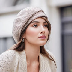 Women's Soft Wool Beret - Classic Round Hat | Autumn - Khaki