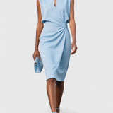 Women's Sophisticated Dress - Elegant Silhouette | Summer - Light Blue
