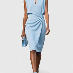 Women's Sophisticated Dress - Elegant Silhouette | Summer - Light Blue