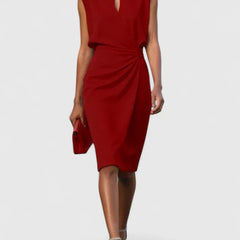 Women's Sophisticated Dress - Elegant Silhouette | Summer - Red