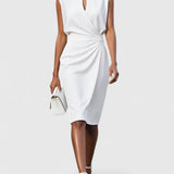 Women's Sophisticated Dress - Elegant Silhouette | Summer - White