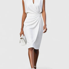 Women's Sophisticated Dress - Elegant Silhouette | Summer - White