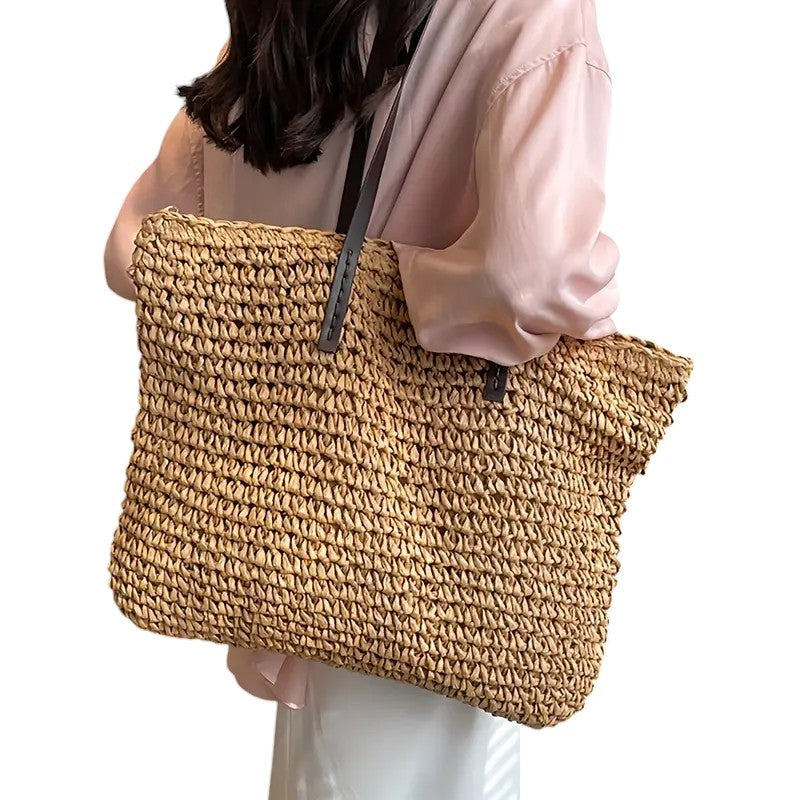 Women's Spacious Beach Tote - Woven Summer Bag